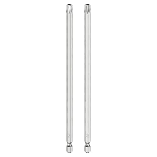 HARFINGTON 2pcs T40 Security Torx Bit 1/4" Hex Shank 6" Long S2 Steel Magnetic Tamper Resistant Star Bits Screwdriver Torx Head with Hole for Driver Drill Bits Remove Fastening Screws - size: T40