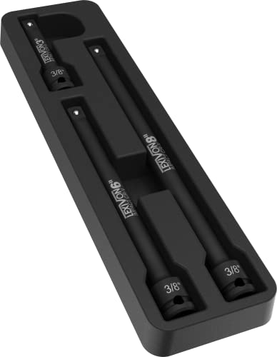 LEXIVON Impact Driver Extension Bar Set, 3/8" Drive | 3-Piece 3" 6" & 8" Long, Organized In A Tray | Hardened and Heat Treated Chrome Vanadium Steel (LX-114) - size: 3/8" Drive Extension Bar Set