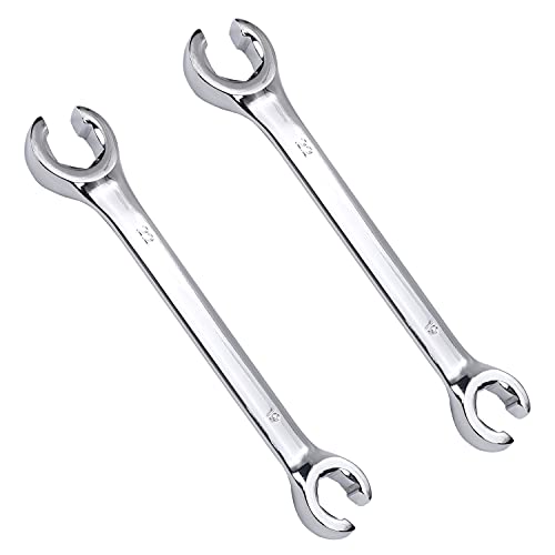 Auniwaig Flare Nut Wrench, 19mm x 22mm Metric Double Open End, 2Pcs - size: 19x22mm