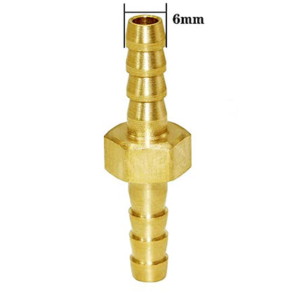 Joywayus 1/4" ID Hose Barb Hex Union Fitting Intersection/Split Brass Water/Fuel/Air with 6 Stainless Steel Clamps (Pack of 3) - size: 0.25 Inch, style: 3PCS