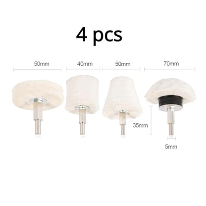 4pcs Car Polishing Cone Buffing Cloth Wheel Pad Wool Waxing Polish Buffing Pad Polisher Adapter Polishing Disc Car Cleaning Tool