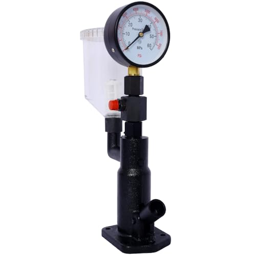 Diesel Injector Tester, Professional Fuel Injector Nozzle Tester for Tractors, Fuel Pressure Tester with Dual Scale Gauge, Precise Diesel Compression Tester, Complete Accessory Kit (400Bar/6000PSI) - size: 400Bar/6000PSI