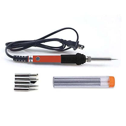 Electric Soldering Iron Kit 60W Adjustable Temperature Welding Soldering Iron with 5pcs Different Tips, 1 thread 1.0mm Dia. (Soldering Irons) - color: Orange