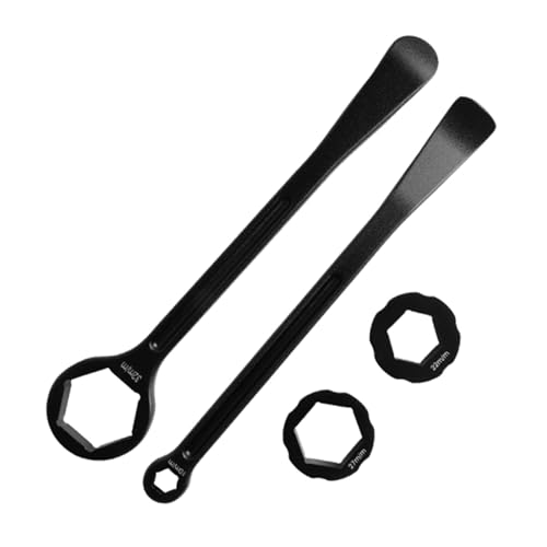 Wrench,Motorcycle Tire Wrench Installation Tool Set Aluminum Tire Spoon Levers with Axle Wrench 32mm 27mm 22mm 13mm 10mm for Motorbike Scooter Tire Repair - color: Black