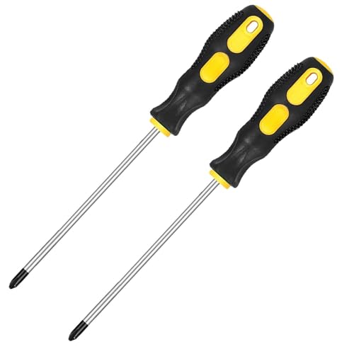 2Pcs Phillips Screwdrivers, Magnetic 6 Inch Shaft Non-Slip Grip Screwdriver PH2 Cross Head 6mm Tip Screwdriver - color: 6 Inch Phillips
