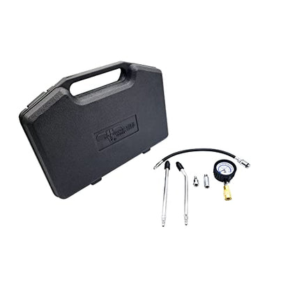Pit Posse Motorcycle Compression Tester Kit Compatible with Yamaha Honda KTM Suzuki Kawasaki - Comes with 10mm 12mm 14mm 18mm Spark Plug Adapters - Reads 0-300 PSI - Carry Case Included