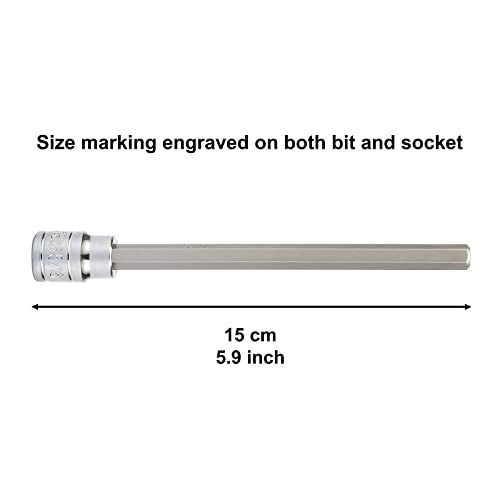 CASOMAN 10 Pieces 3/8 Inch Drive Long Hex Bit Socket Set, 1/16 Inch to 1/2 Inch, SAE, Extra Long Allen Hex Bit Socket Set, CR-V and S2 Steel - size: 10 Pieces SAE
