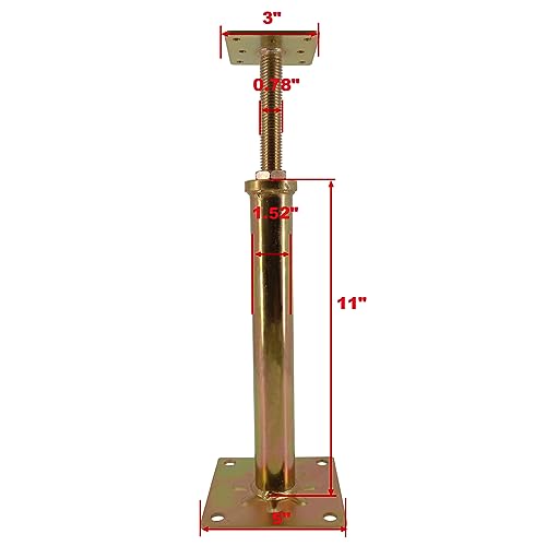 6 PCS House Floor Jacks Post Pole for Leveling, 11" - 16" Height Range, 6 ton Min and Max Height Capacity, Galvanized, 6 Pack | Galvanized Steel, 6 ton Min and Max Height Capacity, Joist Support Jack Stands Post Pole, for Foundation Basement Mobile Home -
