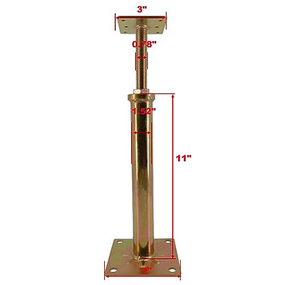 6 PCS House Floor Jacks Post Pole for Leveling, 11" - 16" Height Range, 6 ton Min and Max Height Capacity, Galvanized, 6 Pack | Galvanized Steel, 6 ton Min and Max Height Capacity, Joist Support Jack Stands Post Pole, for Foundation Basement Mobile Home -
