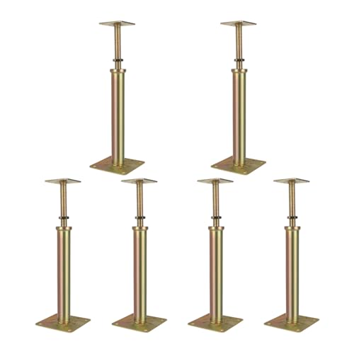 6 Pcs Adjustable Foundation House Floor Jacks Post for Leveling, 11" - 16" Height Range, Screw Jacks for Temporary Or Permanent Support, Heaty Duty Metal Galvanized, Load 6500-8850lbs(Each) (6 Jacks)