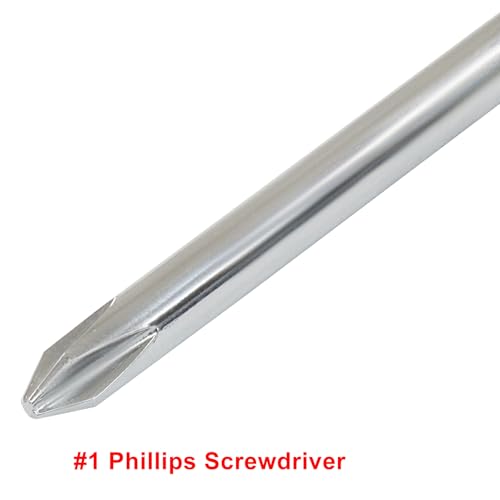 10 Inch Long #1 Phillips & 5mm Slotted Screwdriver 2-Piece Set, Magnetic Tip Flat Blade Cross-head Screwdrivers (Red, Green) - size: 10 Inch #1 (Phillips+Slotted)