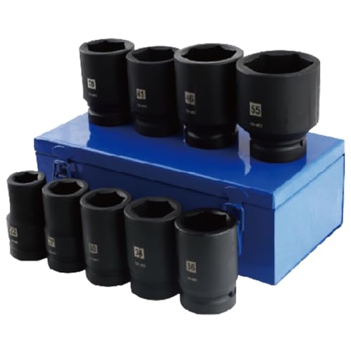 3/4 Inch Drive Impact Socket Set, 12 Piece Deep Impact Sockets, Standard 6-Point Metric Socket Set(24mm-41mm), Cr-Mo Steel for Vehicle and Equipment Repair (zxttgj-1in-9pcs-SAE) - style: zxttgj-1in-9pcs-SAE