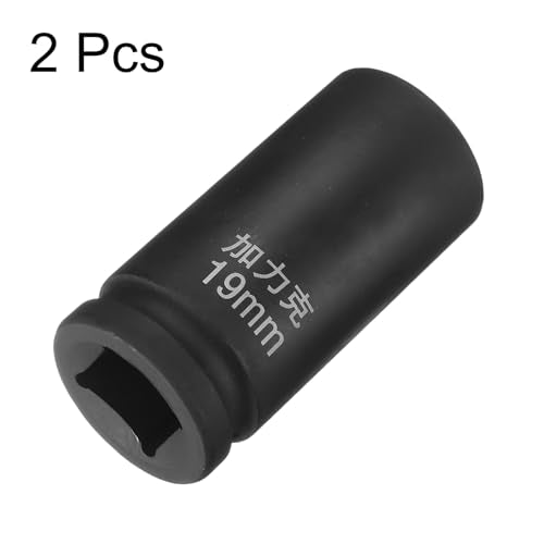 HARFINGTON 2pcs 4 Point Square Socket 3/4" Drive by 19mm Metric Square Impact Socket 40CR Blackening Standard Wheel Sockets Pneumatic Socket for Auto Repair Mechanical Maintenance Home Use - size: 19mm