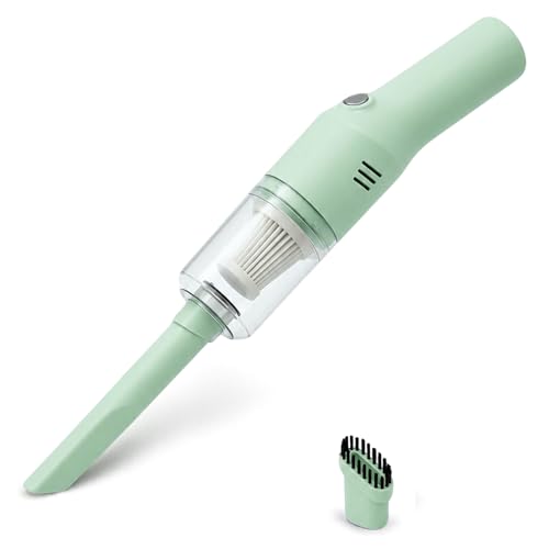 catsMeow Mini Handheld Vacuum Cordless, Lightweight Portable Small Vacuum Cleaner for Car, Desk, Keyboard, Sofa, Drawers and Crumbs, USB Rechargeable with Washable Filter, Mint Green