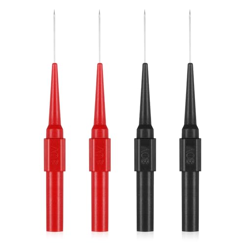 4Pcs 0.7mm Test Probe Pins, Multimeter Probes Non-Destructive Insulation Wire Piercing Needle, Stainless Steel Back Probe Pins, Super Tip Multimeter Probes for Banana Socket Plug, Car Tester Probes