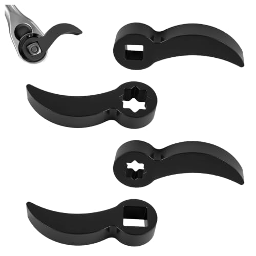IHOTDER 4PCS Bull Horn Pry Bar Wrench Adapter Set,Adjustable Multi Angle Wrench Adapter with 1/2" Drive & 3/8" Drive,4-Point & 8-Point Ratchet Pry Bar Attachment as CV Axle Removal Tool