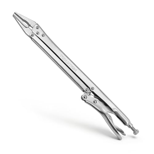 15" Long Reach Locking Pliers Needle Nose Vice Grips | Extra Long Nose Narrow Spaces Fast Release Design Automotive, Welding, Home Repair Straight Head - color: Straight