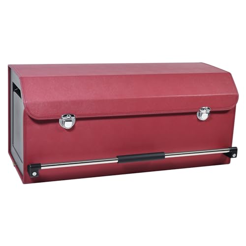 Car Trunk Organizer, Trunk Organizer for SUV with Push-pull Handle and Lid Car Leather Trunk Storage Box (Claret, 27.17 x 11.42 x 12.2in) - color: Claret, size: Extra Large