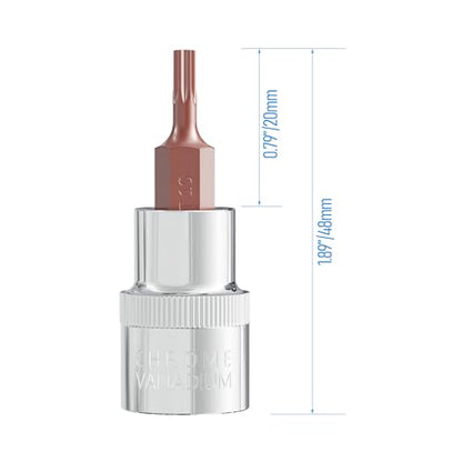2PCS 3/8 Inch Drive T10 Torx Bit Socket, S2 Steel Bits, Heat Treated CR-V Steel Star Sockets 1.9 Inch Length - size: T10