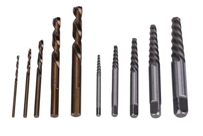Century Drill & Tool 88710 Spiral Flute Screw Extractor & Left-Hand Drill Set, 10 Piece, M35 Cobalt Steel, Includes #1 - #5 Extractors & Left Hand Drills - size: 10-piece Spiral Flute