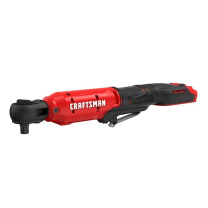 CRAFTSMAN V20 Cordless Ratchet Wrench, Multi-Size 3/8 Ratchet, 1/4 and 1/2 Interchangeable Anvils, LED Light, 40 ft-lbs Torque, 300 RPM, Battery Not Included (CMCF935B) - style: NEW V20 3/8 Inch Drive Ratchet