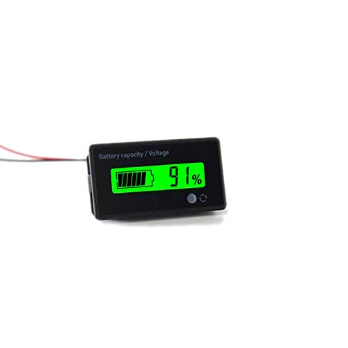 DC 12V 24V 36V 48V 72V Battery Meter, Battery Capacity Voltage Monitor Gauge Indicator, Lead-Acid&Lithium ion Battery Tester, for Golf Cart RV Marine Boat Club Car Motorcycle - with Alarm, Green - color: Green