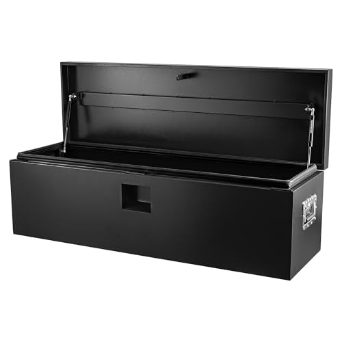 Industrial Steel Truck Tool Box w/Gas-Shock Lid, Pry-Resistant Security & Weatherproofing Toolbox Organizer Chest Fits Pickup, Truck Bed, RV, Trailer - color: Black, size: 15X15X36 inch
