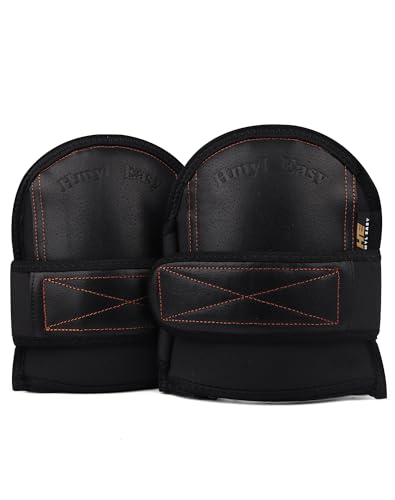 Super Soft Genuine Leather Knee Pads for Work with Wide Single Non-Slip Strap, Shorts Available, Replaceable Inner Cushion Knee Pads for Construction, Garden, Clean, Floor and Garage ,Black upgraded - color: Genuine Leather Black