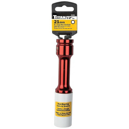 Titan 21121 1/2-Inch Drive x 21mm Non-marring Impact Extra-Long Lug Nut Socket - size: XL 21mm
