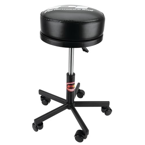 Performance Tool W85033 Extra-Thick Big Top Pneumatic Rolling Shop Stool for Mechanic Garages and Workshops, Black, 19x19x18.5-Inches - style: Pneumatic Rolling Shop Stool
