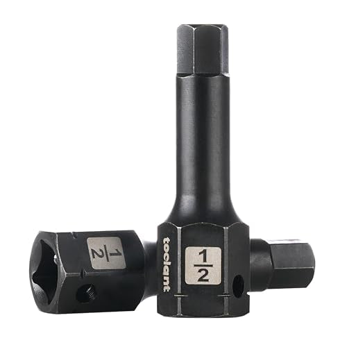 toolant 1/2" drive 1/2" impact hex bit socket set 2PCS, Hex Drive, S2 Steel Air Drive Allen Socket set,Impact Grade，Anti-Roll Design - size: 1/2" drive - 12.7mm - 2 PCS