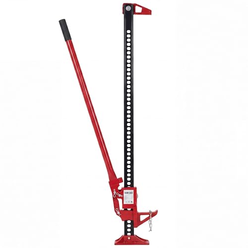 Garvee 60 in High Lift Farm Jack 3 Ton/7000 LB, Ratcheting Offroad Jack with 5.2-52.8 in Lifting Range, Heavy Duty Utility Bumper Lifter for Car, Tractor, Truck, SUV, Red - color: Red, size: 60 in