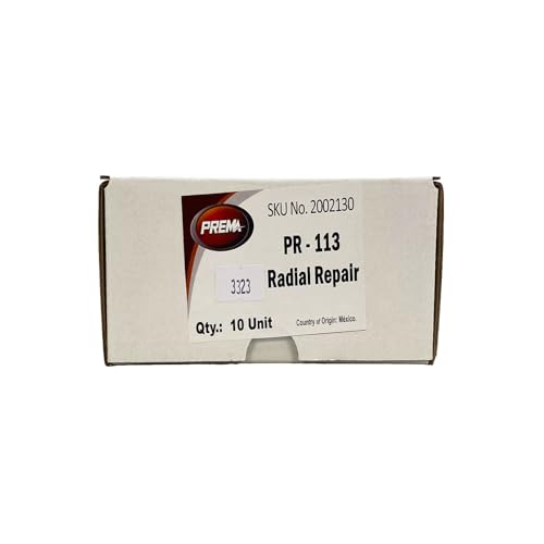 PREMA PR-113 Radial Tire Patches - Passenger Tire and Truck Tire Repair Patches - 5 x 3-1/4 inch Vulcanizing Tire Patches - 10 Per Box - Use in Place of PR-112 in Heavy Duty Applications.