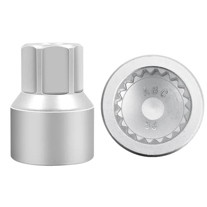 ABC-56 20Pt Outer Ring 4mm Wheel Locking Nut Key for Porsche VW | Wheel Lock Nut Socket Adapter, Anti-Theft Lug Nut Removal Tool, Anti-Theft Screw Remover, Repair Tool, Tyre Fitting, garage - color: ABC-56 Outer ring thickness: 4mm