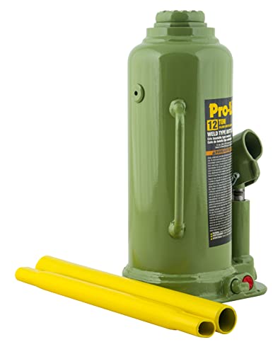 Pro-Lift Welded Bottle Jack 12 Ton - (24,000 Lbs) Capacity Hydraulic Lifting with Side Pump Two-Piece Handle