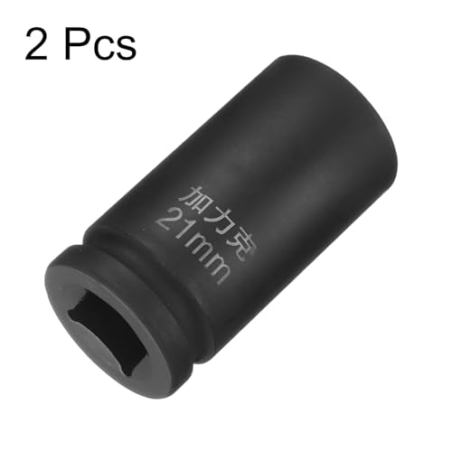 HARFINGTON 2pcs 4 Point Square Socket 3/4" Drive by 21mm Metric Square Impact Socket 40CR Blackening Standard Wheel Sockets Pneumatic Socket for Auto Repair Mechanical Maintenance Home Use - size: 21mm
