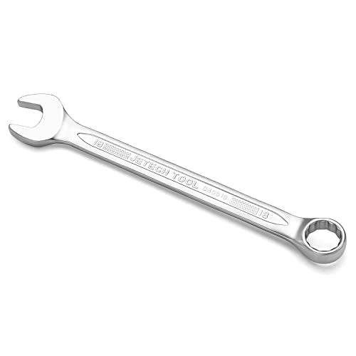 Jetech 18mm Combination Wrench, Industrial Grade, Chrome Vanadium Steel, Sand Blasted Finish, Forged, Heat-Treated, Metric - size: 18mm
