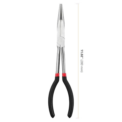 SEUNMUK 11 Inch Extra Long Needle Nose Pliers, Pack of 4, Long Reach Needlenose Pliers with Nonslip Handle, Straight Pliers for Mechanics, Technicians, and Home Repairing