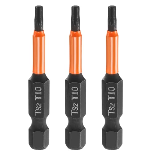 HARFINGTON 3pcs T10 Torx Head Screwdriver Bit 2" (50mm) Long 1/4" Hex Shank Magnetic No Hole Tamper Proof 6 Point Star Screw Driver Drill Bits Phosphate S2 Steel Industrial Power Tools - size: T10 x 50mm