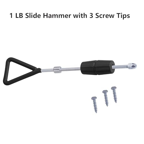 1 LB Slide Hammer with 3 Screw Tips,Body Repair Dent Puller, Slider Hammer,Auto Body Repair Tool Sliding Work DIY - color: Black