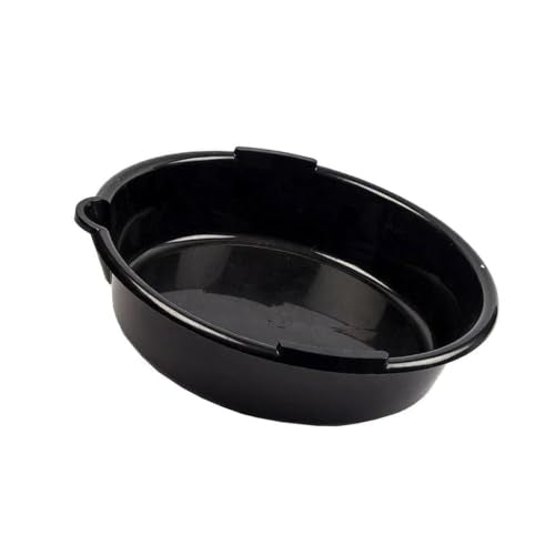 Oil Drain Pan with Spout Guide Lip, 6.9 Qt (6.5L) HDPE Motor Oil Drain Pan, 37cm Diameter Round Waste Fluid Collection Basin with Reinforced Base for Home Garage DIY Car Motorbike Service