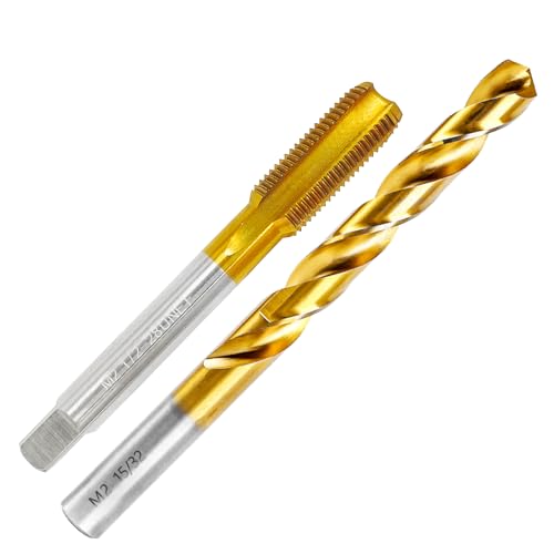 1/2"-28 UNEF Tap and 15/32" Drill Bit for Metal,M2 HSS Drill and Tap Set | Combination of Drill and Tap Kit for Metal - size: 1/2"-28 UNEF Tap - 15/32" Drill
