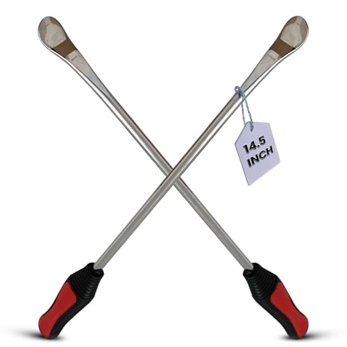 2 Pack 14.5" Tire Spoons Changing Tire Lever Tire Iron Bar Set Tire Repair Tool Kit Tire Changer Remove Tyre Heavy Duty Metal Steel for Motorcycle Bike Scooter Bicycle Mower Dirtbike 14.5 inch long