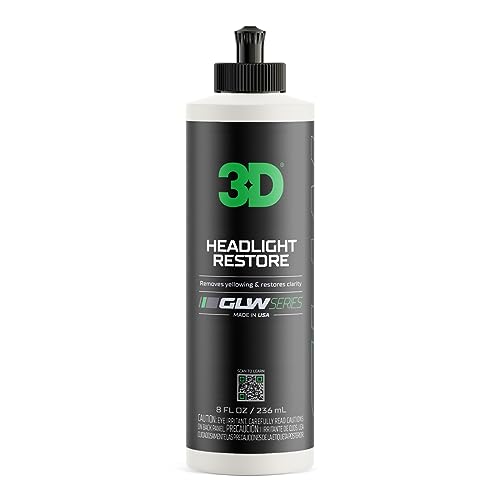 3D GLW Series Headlight Restore – 2-Step Kit Removes Oxidation, Scratches & Yellowing | UV Protection for Clear Headlights & Safer Driving | Made in USA - 8 oz
