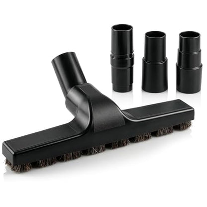 Universal Vacuum Attachments, Horsehair Brush, 1.25" Fit, 360 Swivel | Vacuum Brush Attachment, Soft Bristles, 3 Hose Adapters 1.25" to 1.37", Swivel Head; for Wood, Tile, and Smooth Surfaces
