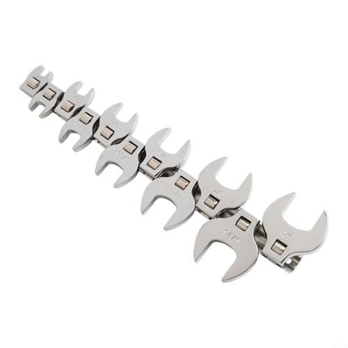 FABULETTA Crowfoot Wrench Set, 3/8 Drive, 11-Piece SAE Open End Flare Nut Spanner, Carbon Steel Chrome Plated, 3/8 to 1 Inch, for Automotive Repair