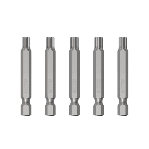5PCS T40 Magnetic Tamper Proof Torx Screwdriver Bits, 1/4 Inch Hex Shank 2.6 Inch Length S2 Steel Security Drill Torx Head Drill Screw Driver Tools(65mm Long, Star 6 Point) - size: T40