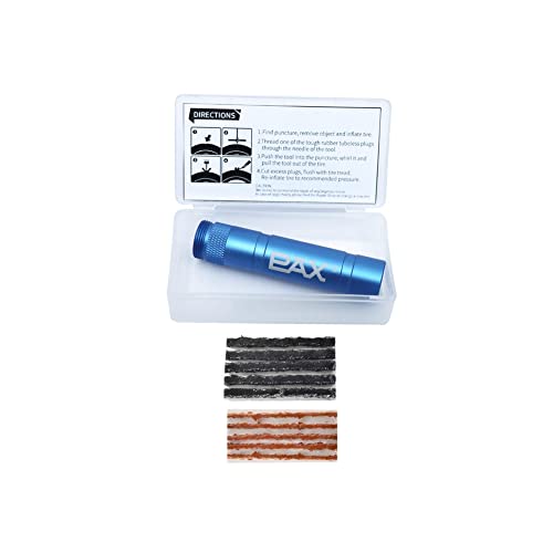 PAX 12 Pcs Tubeless Bike Tire Repair Kit, Includes Storage Canister, Plugger Tool, Plugs-5 Bacon, and 5 Black Strips. Fix a Puncture or Flat, Fast for MTB、Gravel Bike Tires and Road Bicycle Tires - color: Sky Blue