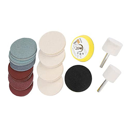 Glass Polishing Kit Cerium Oxide Powder 230g for Car Windshield Scratch Removal 7 Piece Drill Attachment Set with Wool Felt Polishing Wheel Disc Sandpaper 150 to 7000 Grit