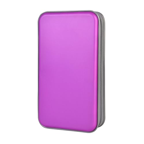 alavisxf xx CD Case, 96 Capacity Hard Plastic Organizer Wallet for Car | CD DVD Holder, Portable Hand Strap, Zipper Closure, Anti-Slip Scratch-Resistant Sleeves, Disc Storage, for Home Office Travel - color: Purple, size: 96 Capacity